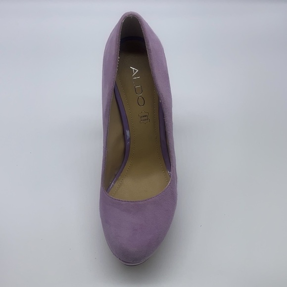 Aldo - Bright Soft Lavender Suede Rounded Toe High Heel Size 36 - Picture 10 of 15